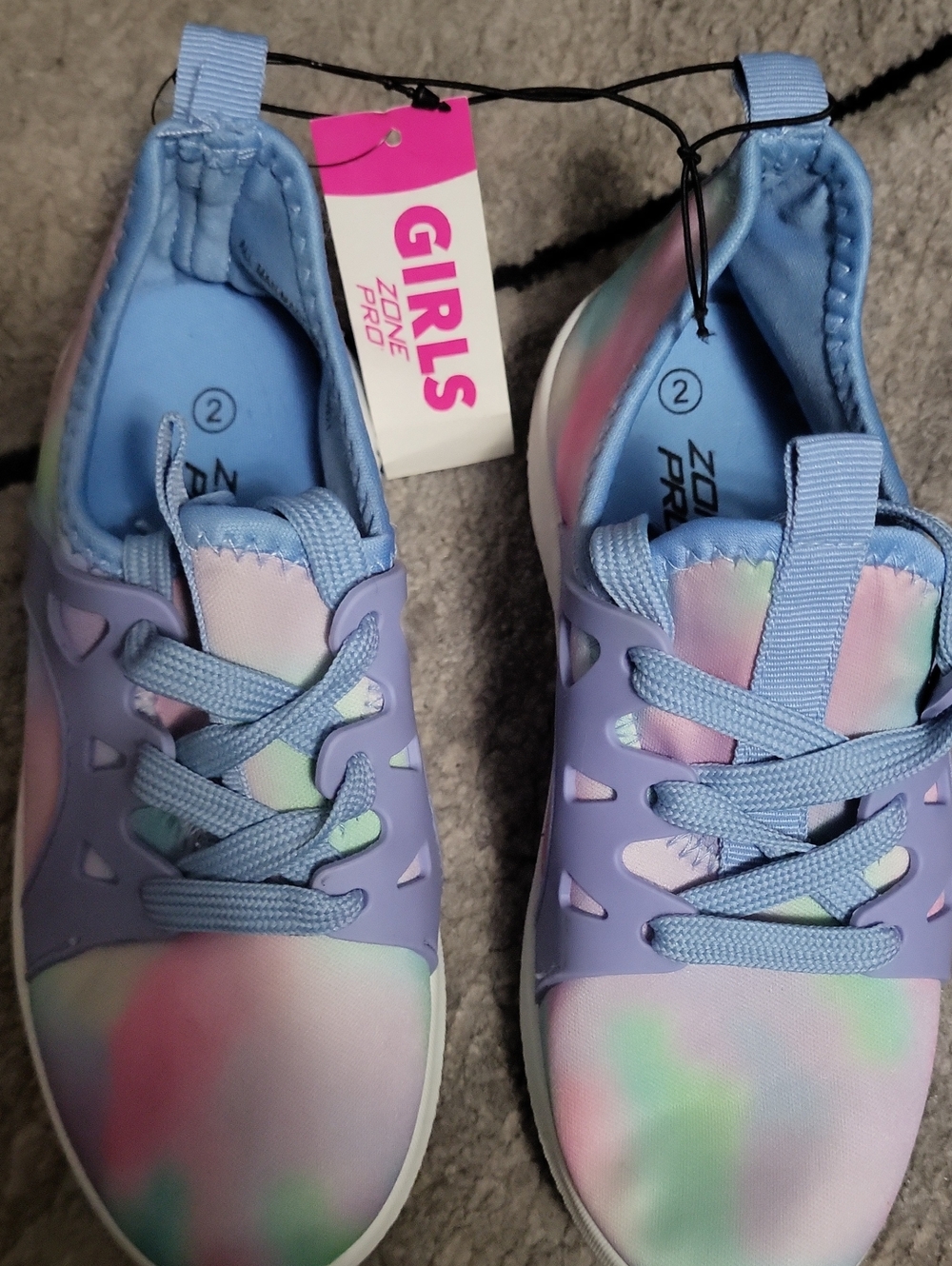 Zone Pro Girls Pastel Tie-Dye Sneakers with Light Blue Accents